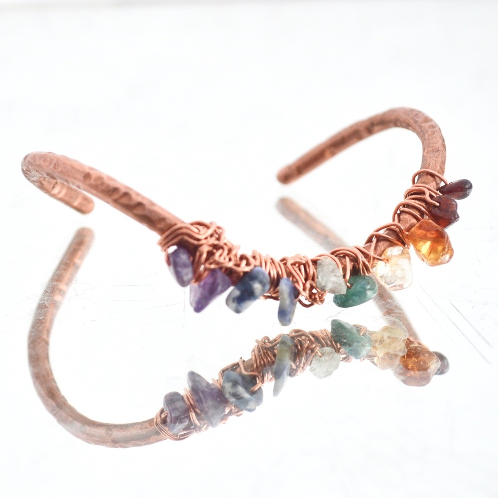 Chakra Bracelet Natural Copper Wire Wrapped Reiki - Picture 2 of 9